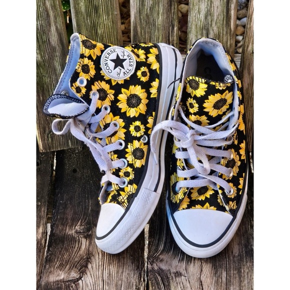 Converse Women's Sunflower Print High-Tops - Picture 1 of 10